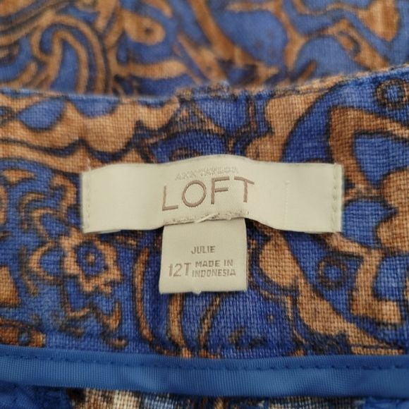 Loft Tan and Blue Paisley Print Pant 12T - Picture 4 of 5